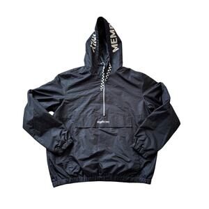 MEMBERS ONLY  1/2 zip Jacket/coat size Lg, Black; Windbreaker, Pullover, Hooded